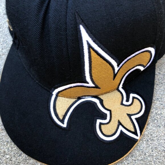 Vintage REEBOK New Orleans Saints Fitted Hat 7 5/8 Black NFL Retro Cap - Picture 3 of 10